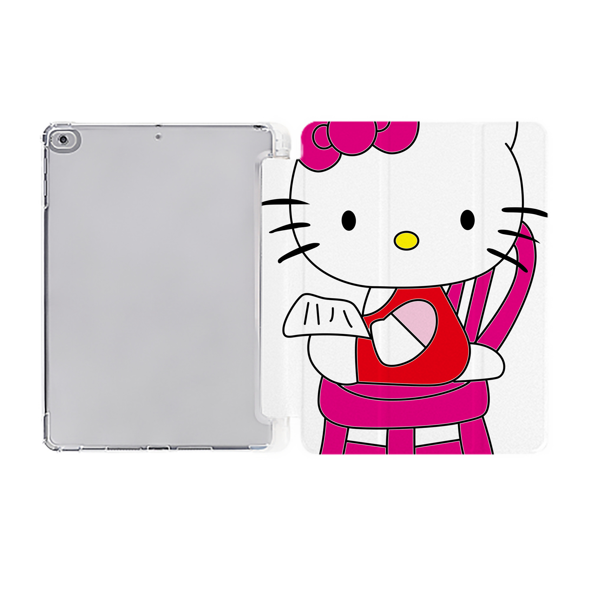 （画像用） Hello Kitty ハローキティ IPad ケース ペン収納付き 三つ折りスタンド PUレザー×シリコン 対応機種9.5/10.5/10.9インチ